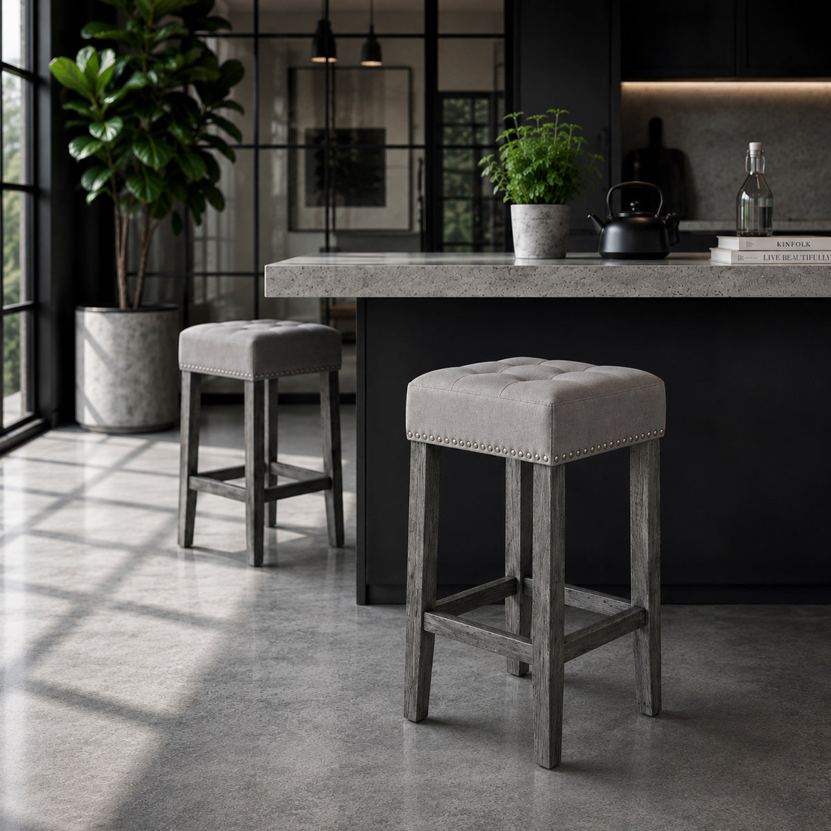 Dove Bar Stool Grey Velvet