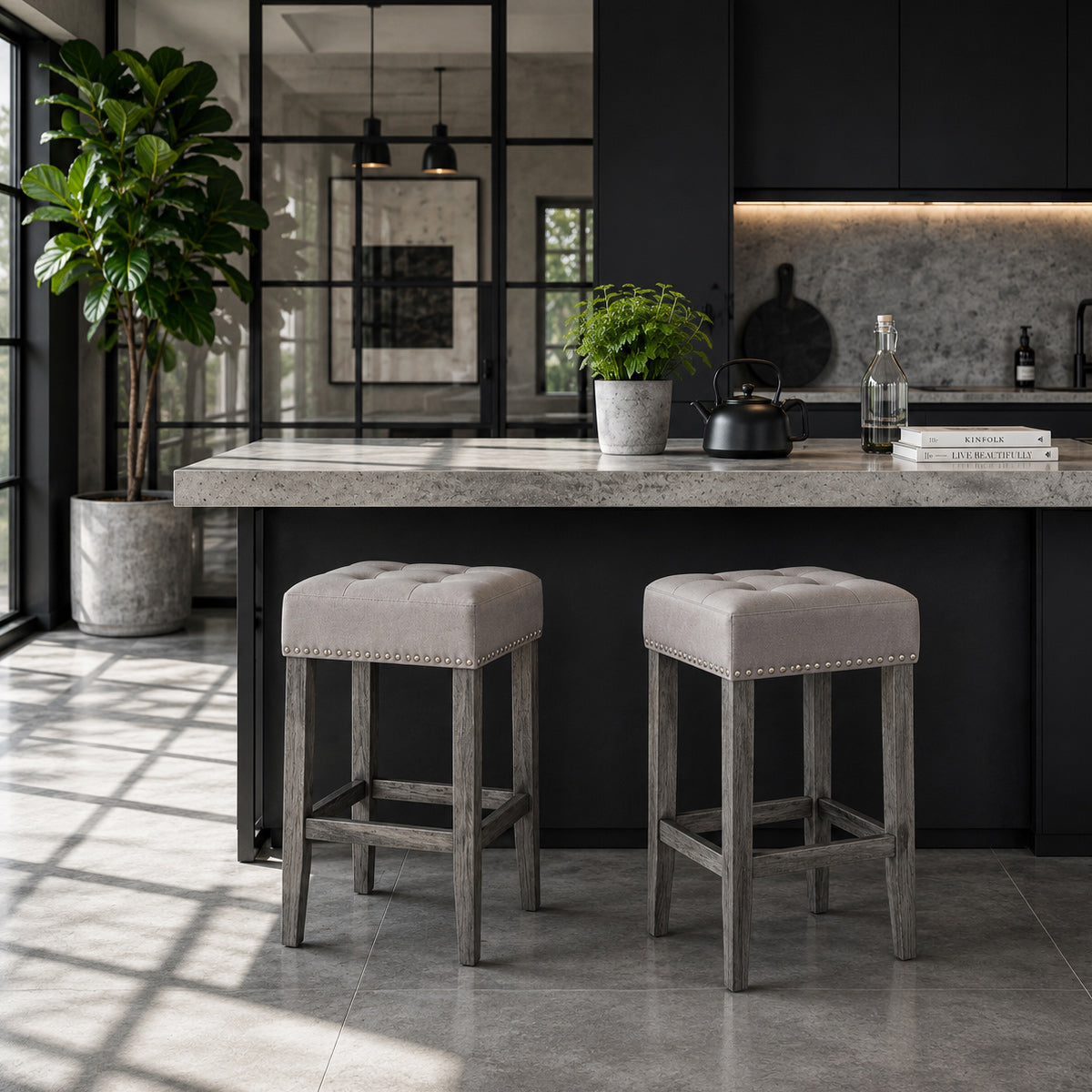Dove Bar Stool Grey Velvet