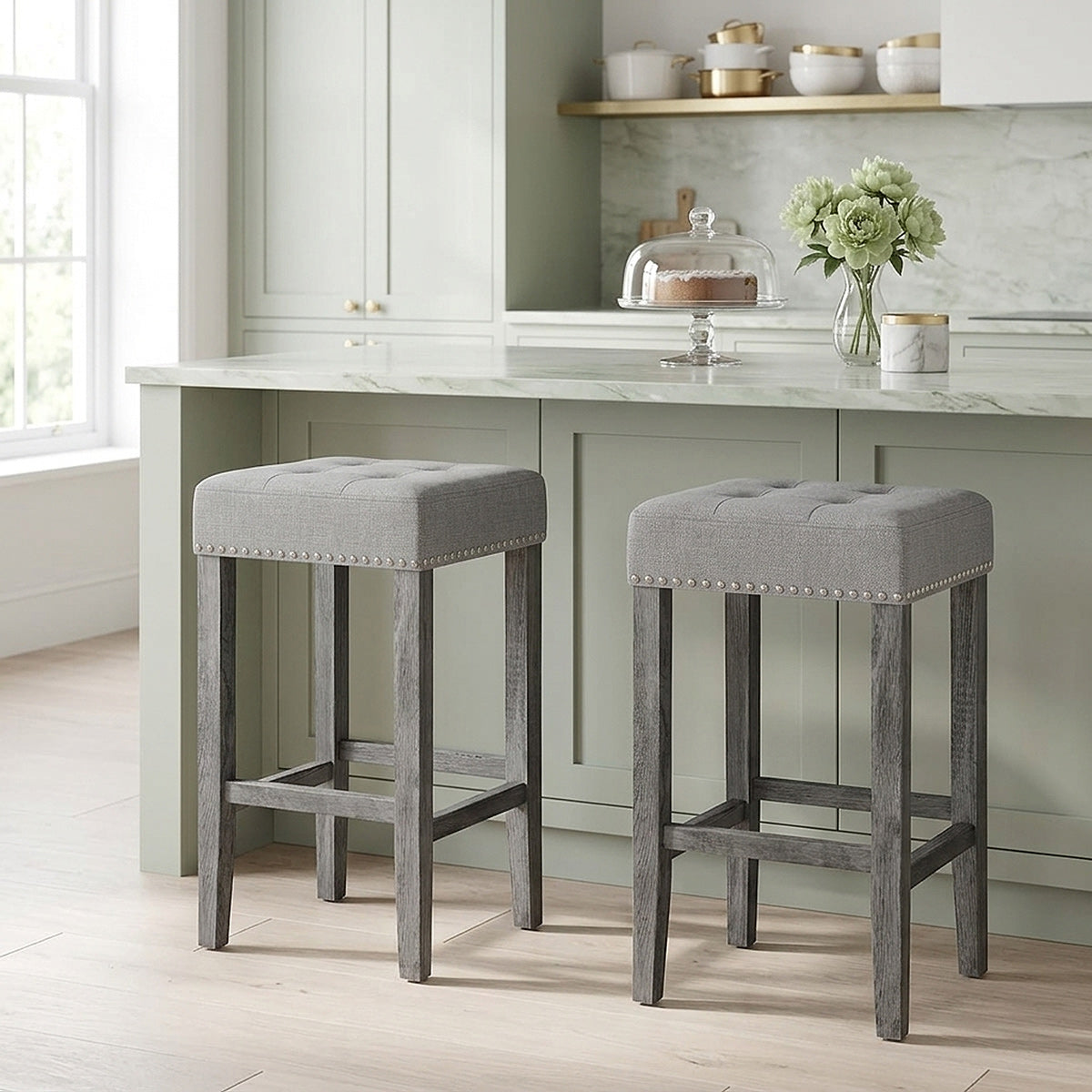 Dove Bar Stool Light Grey Fabric