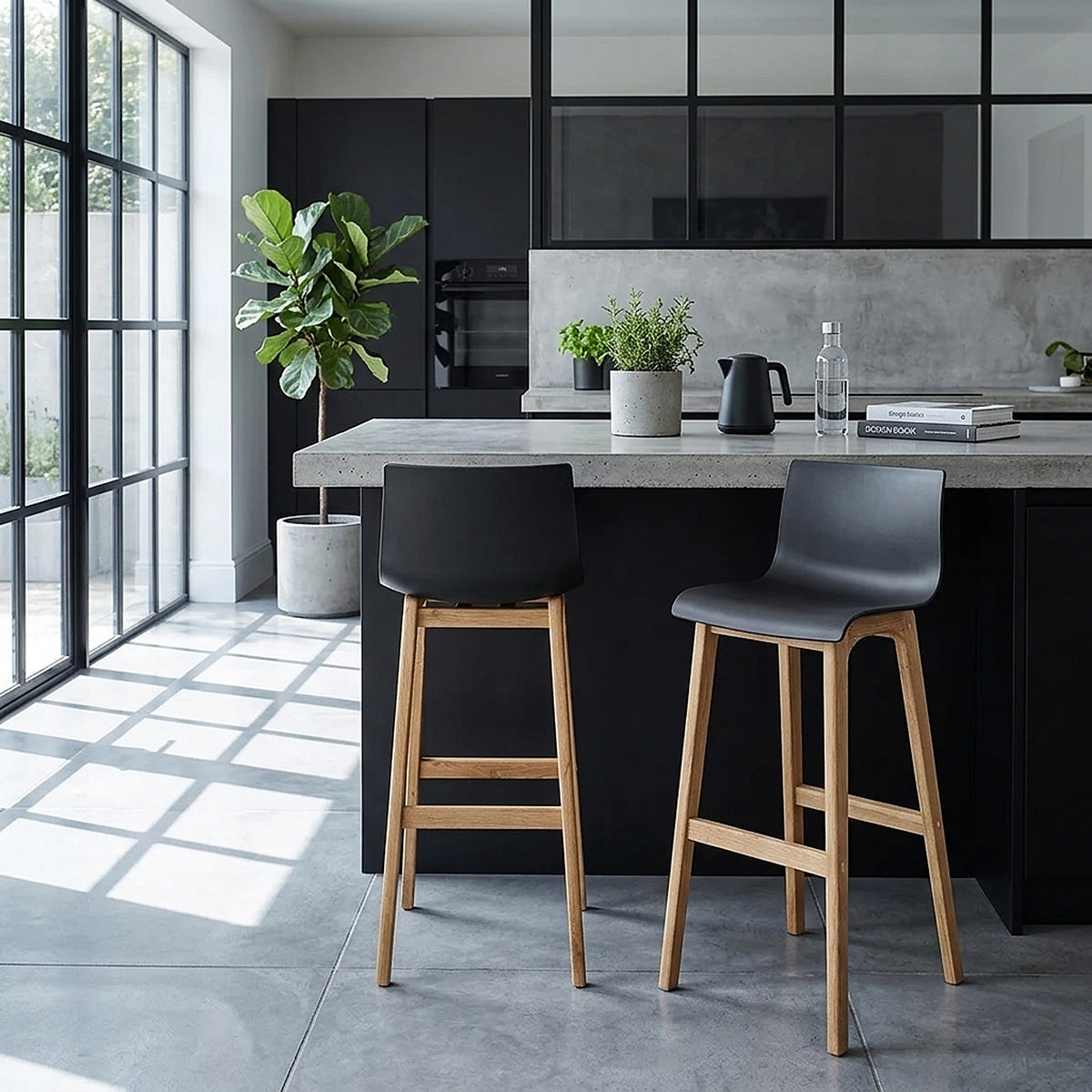Drift Oak & Black Bar Stool