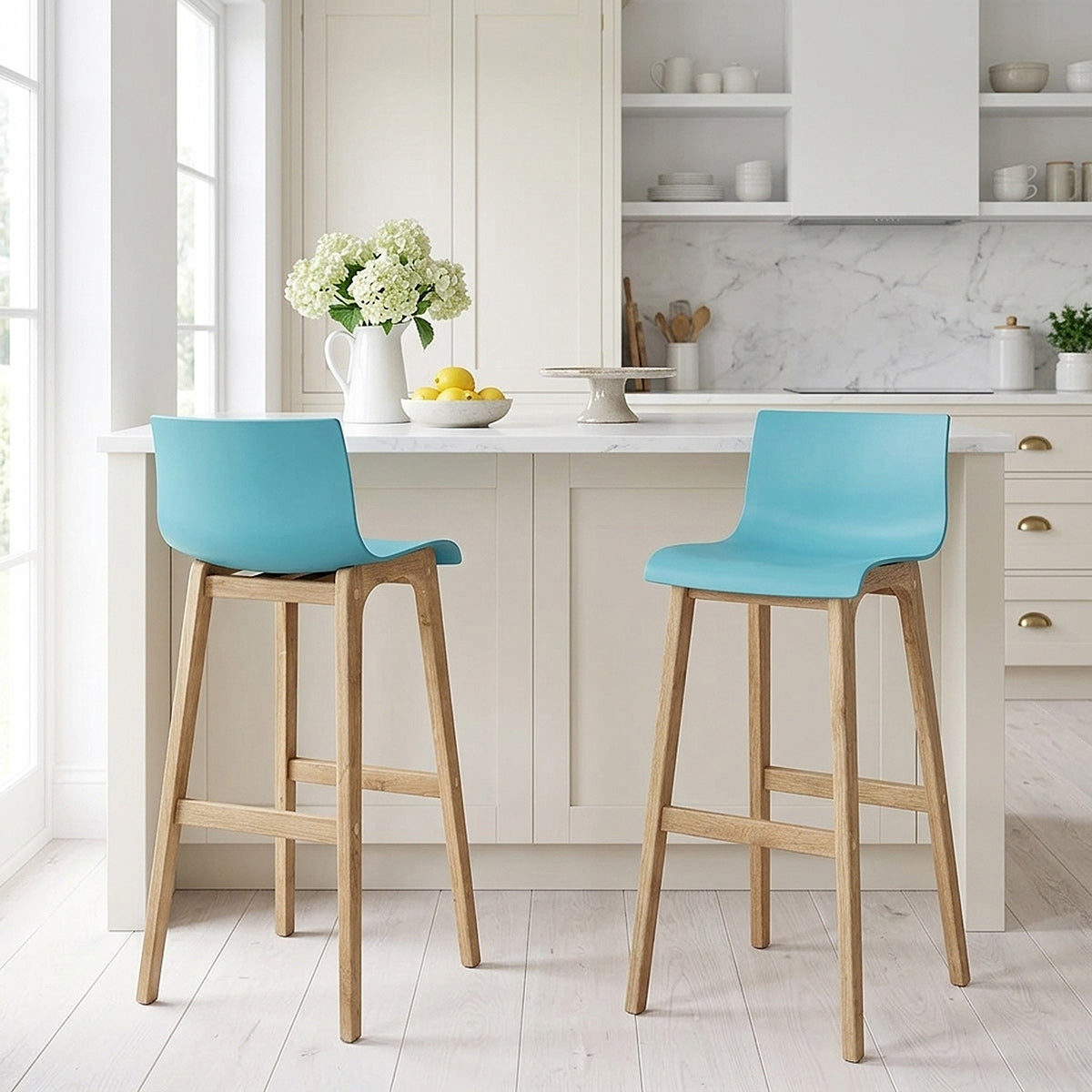 Drift Oak & Blue Bar Stool