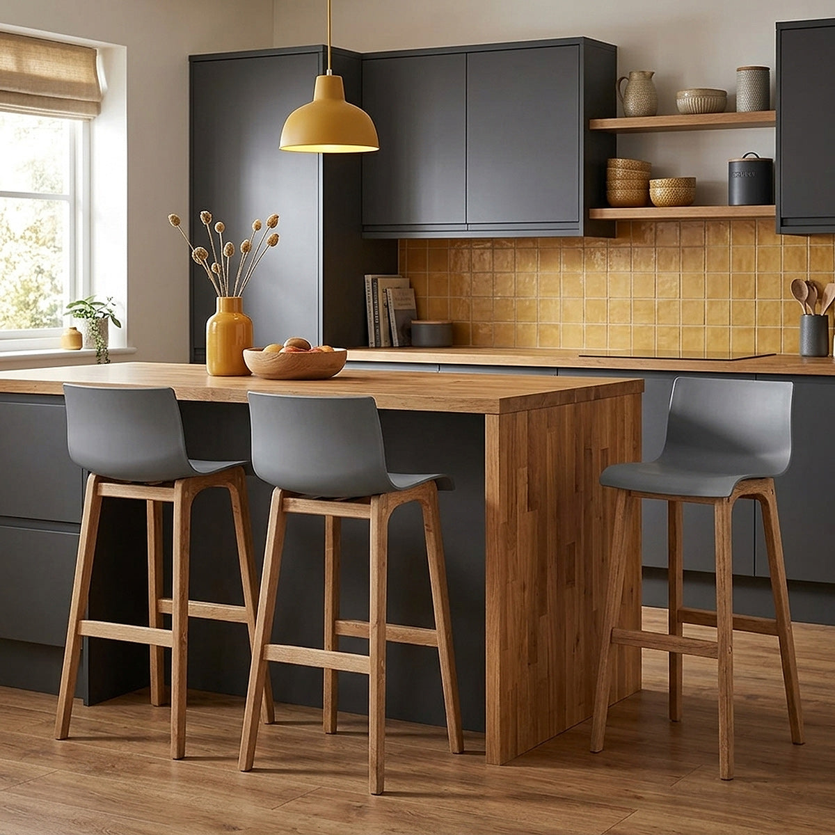 Drift Oak & Charcoal Bar Stool