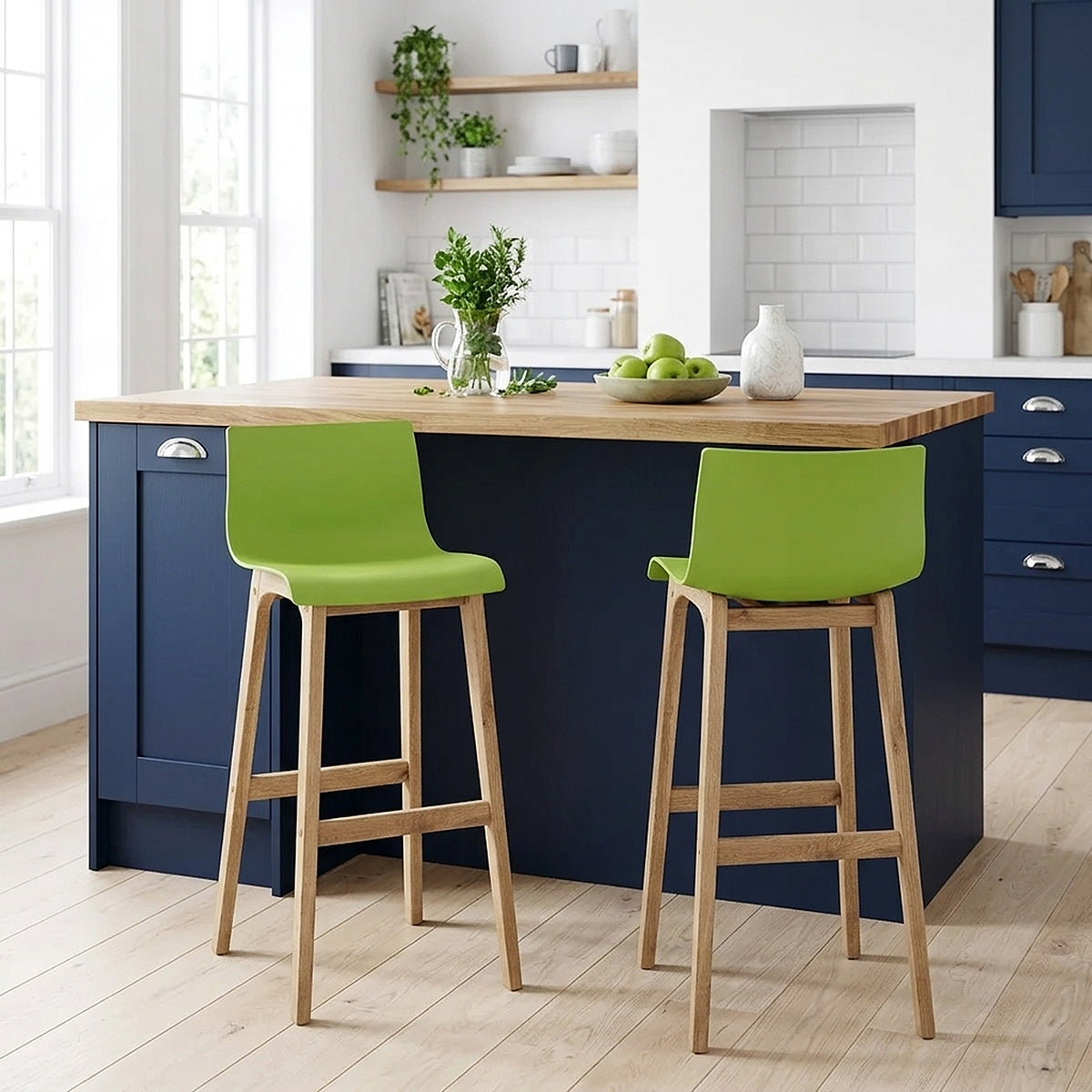 Drift Oak & Green Bar Stool