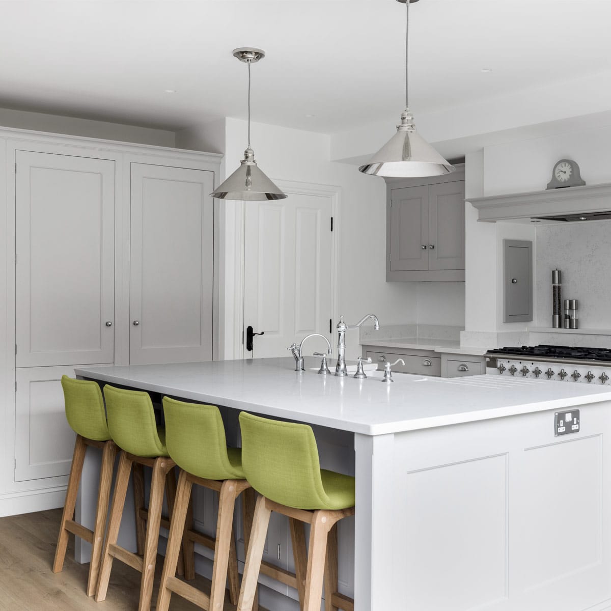 Drift Oak & Green Fabric Stool