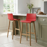 Drift Oak & Red Bar Stool