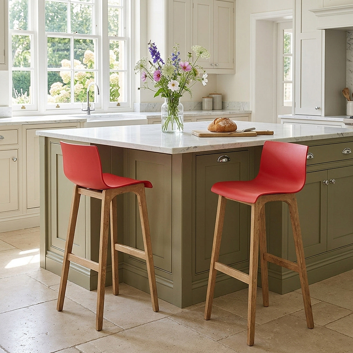 Drift Oak & Red Bar Stool