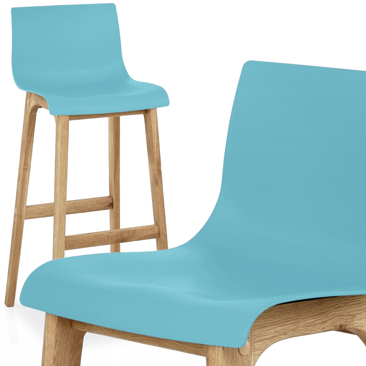 Drift Oak & Blue Bar Stool