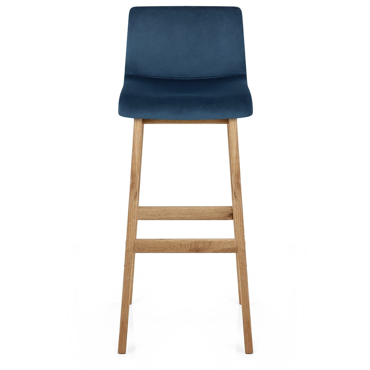 Drift Oak & Blue Velvet Stool
