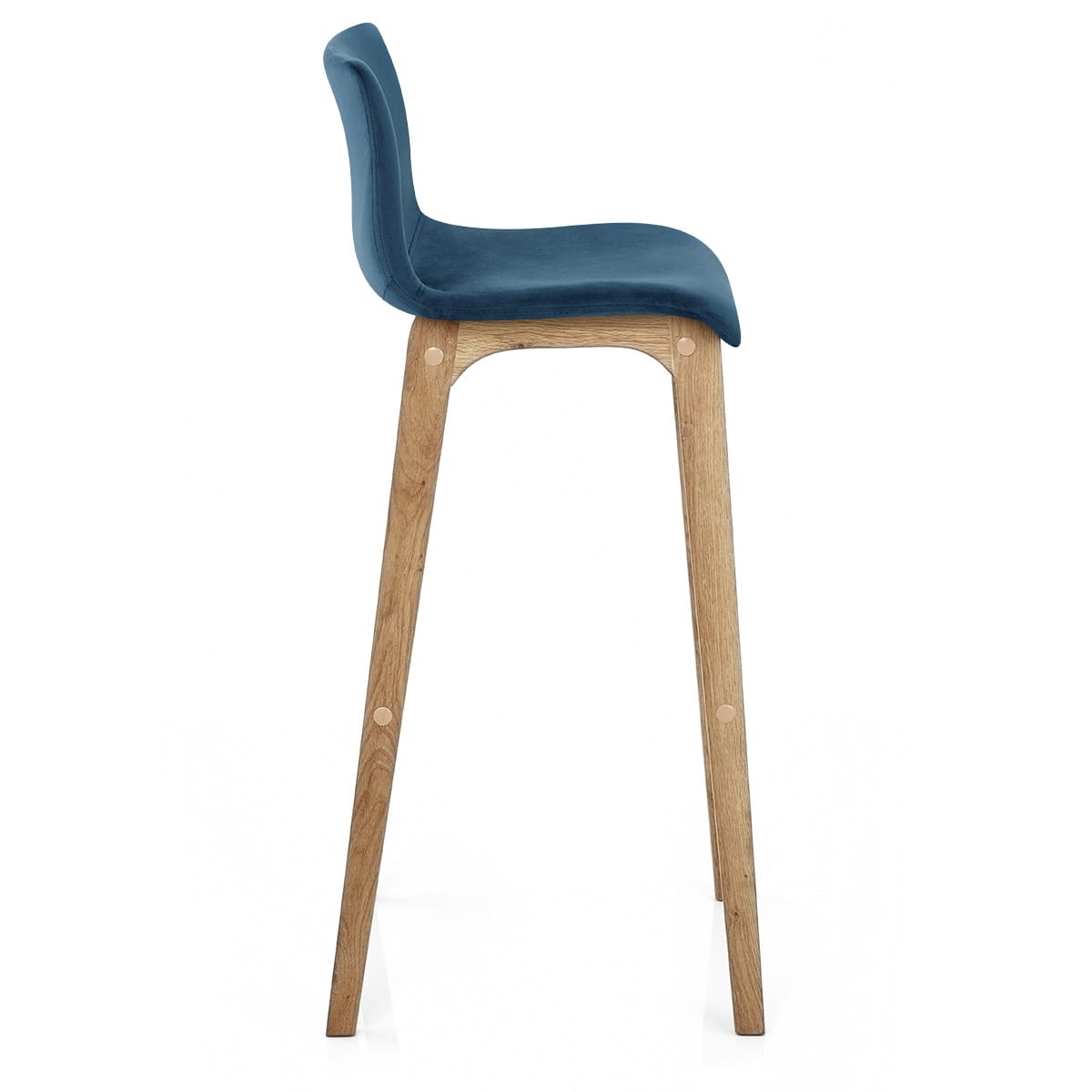 Drift Oak & Blue Velvet Stool