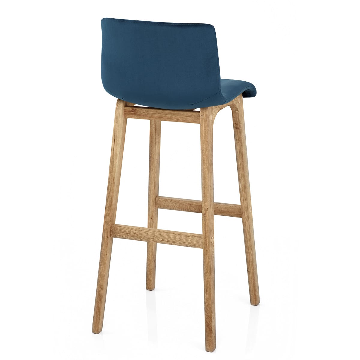 Drift Oak & Blue Velvet Stool