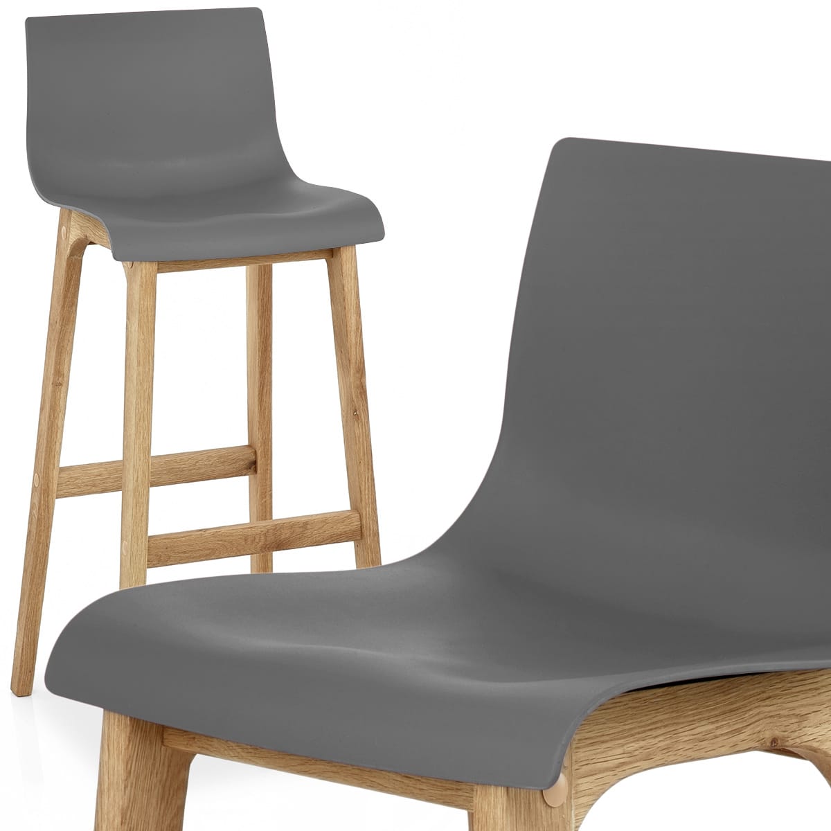 Drift Oak & Charcoal Bar Stool