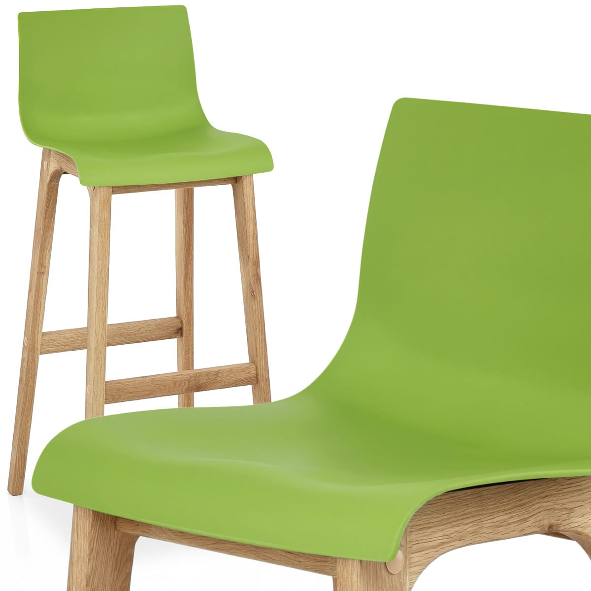 Drift Oak & Green Bar Stool