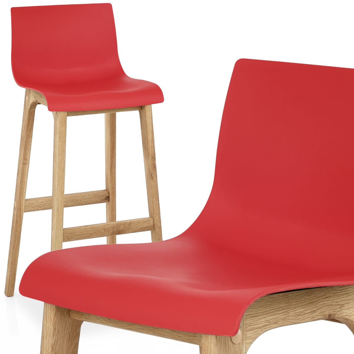 Drift Oak & Red Bar Stool