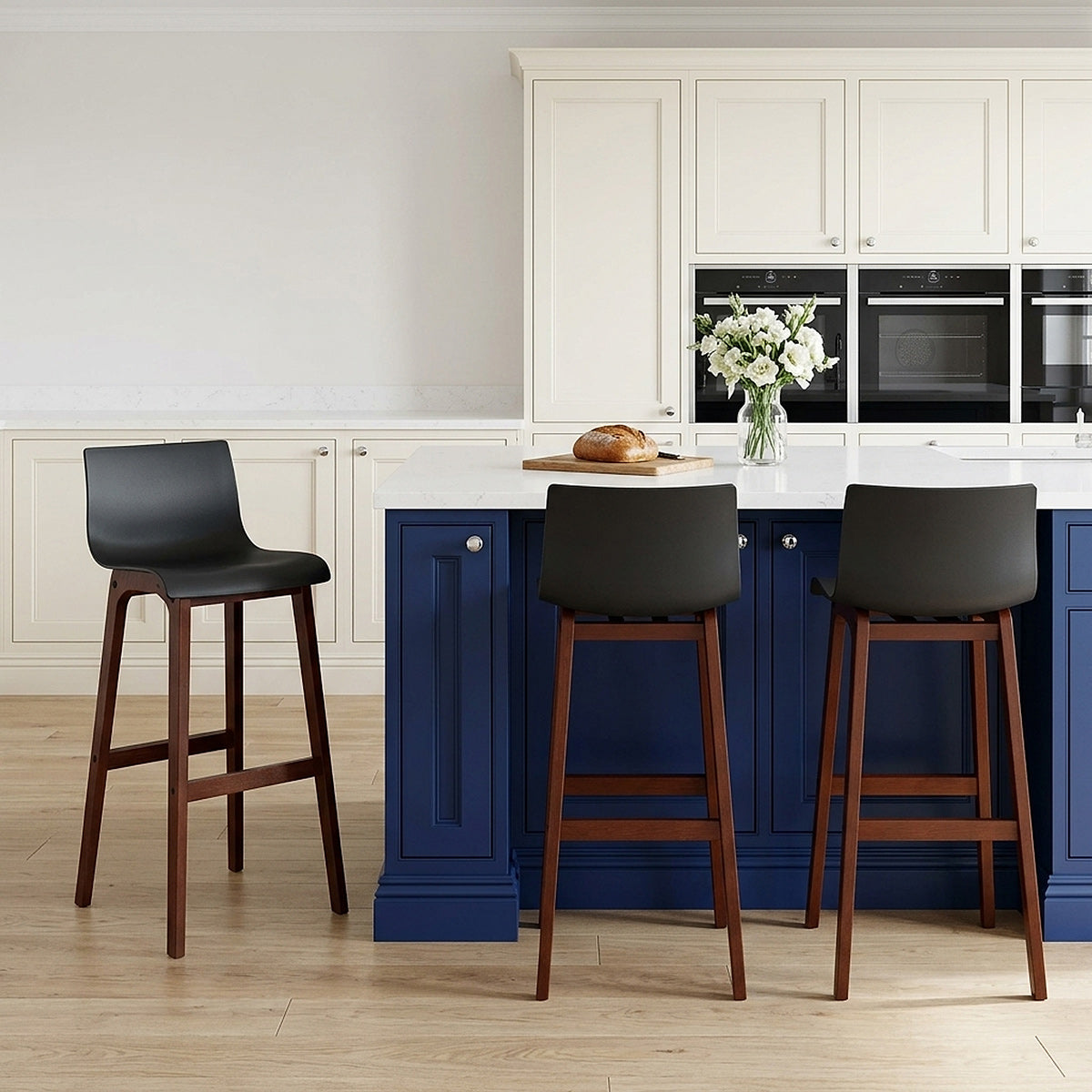 Drift Walnut & Black Bar Stool