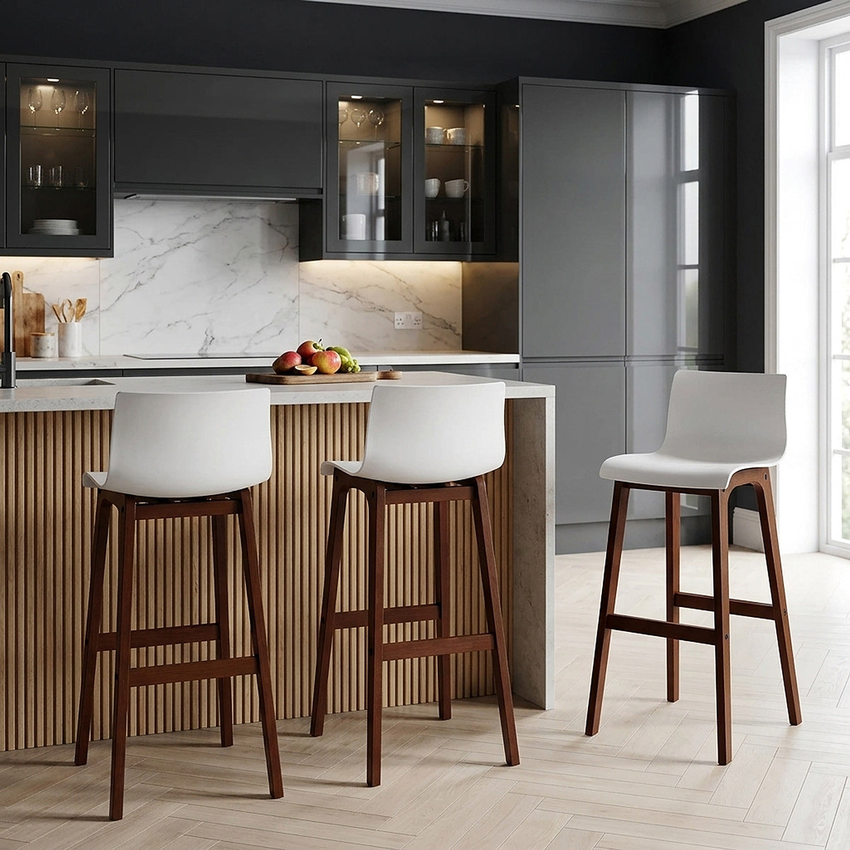 Drift Walnut & White Bar Stool