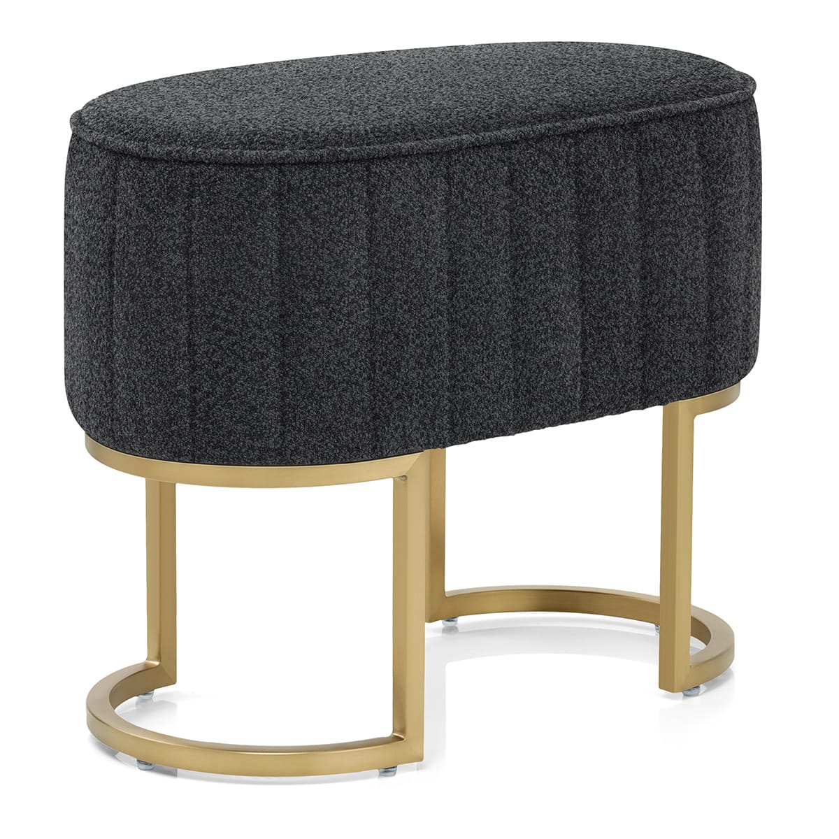Duet Brushed Gold Stool Charcoal Fabric