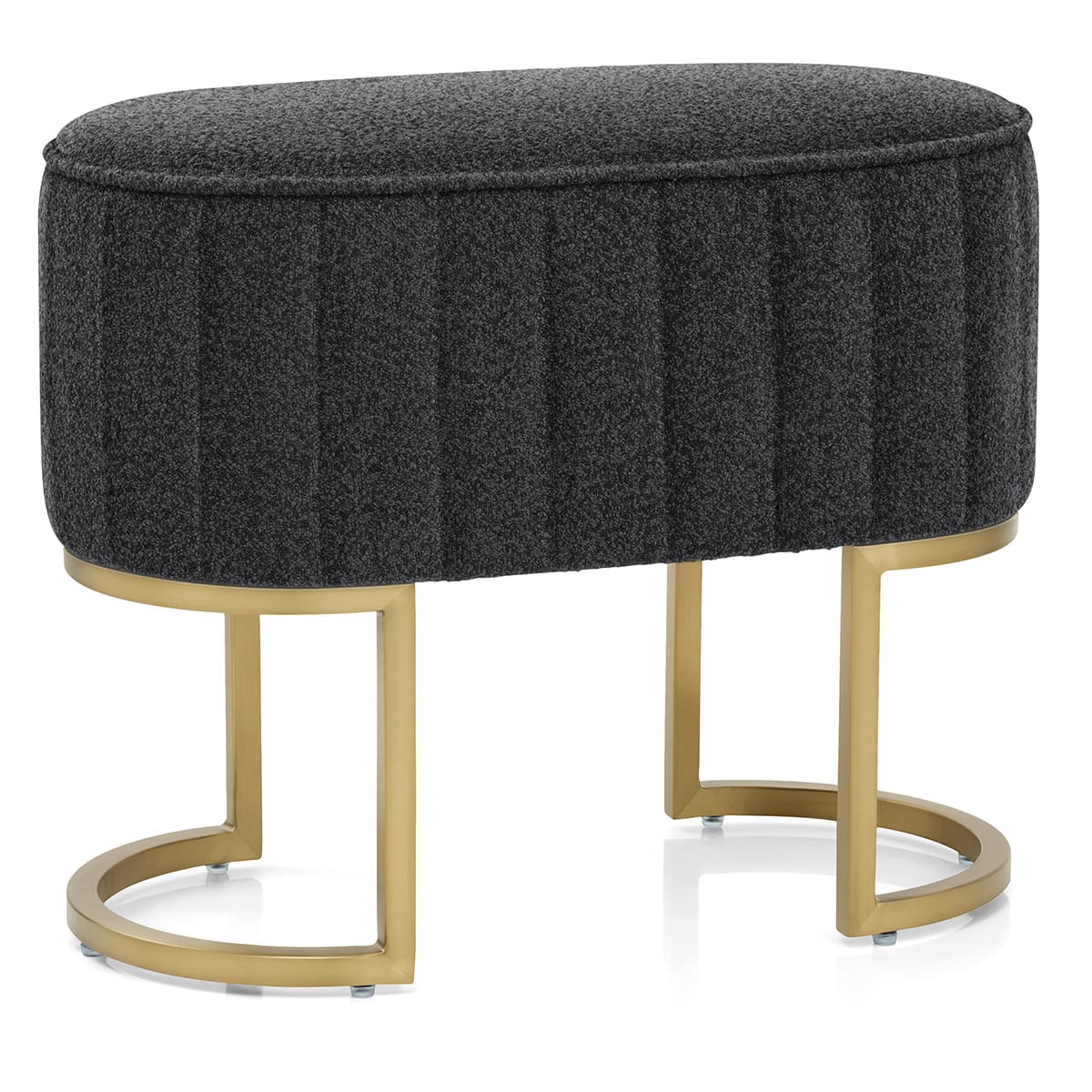 Duet Brushed Gold Stool Charcoal Fabric