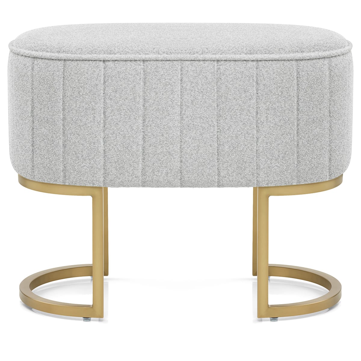 Duet Brushed Gold Stool Light Grey Fabric