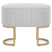 Duet Brushed Gold Stool Light Grey Fabric