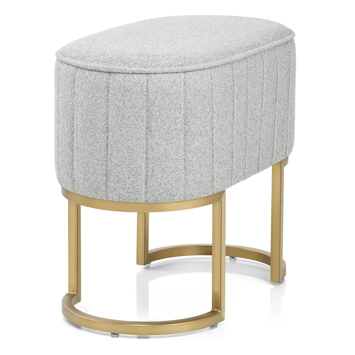 Duet Brushed Gold Stool Light Grey Fabric