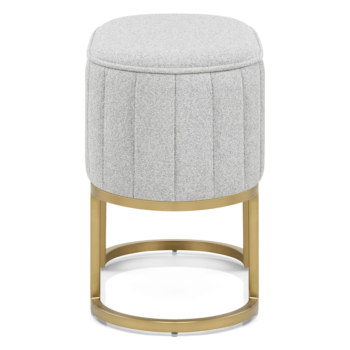 Duet Brushed Gold Stool Light Grey Fabric