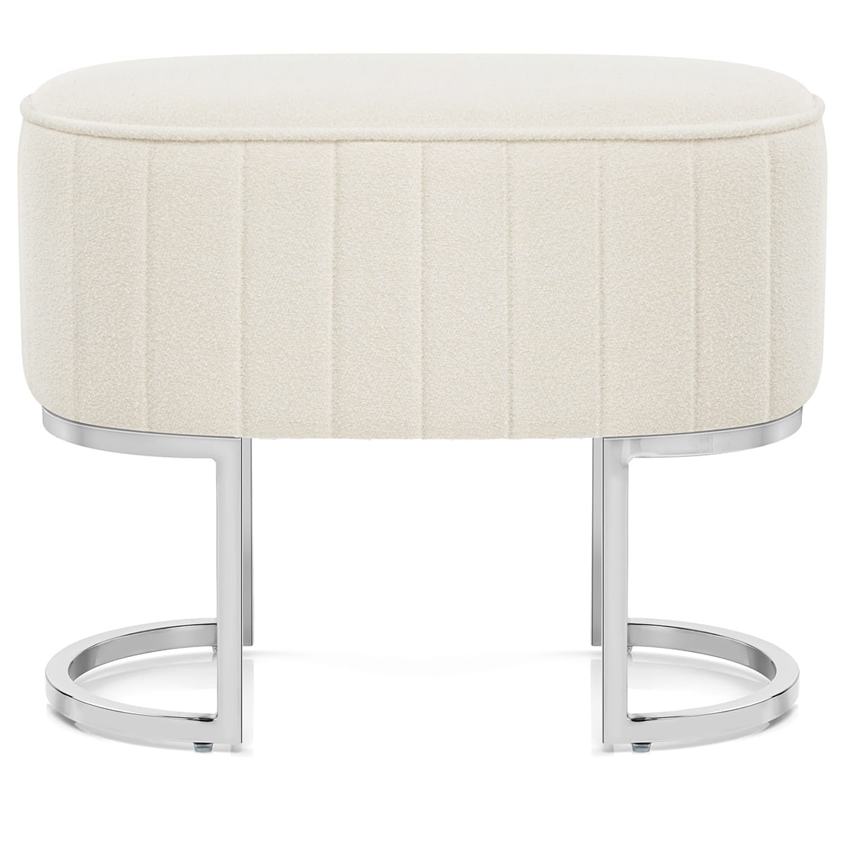 Duet Chrome Stool Beige Fabric