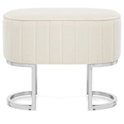 Duet Chrome Stool Beige Fabric