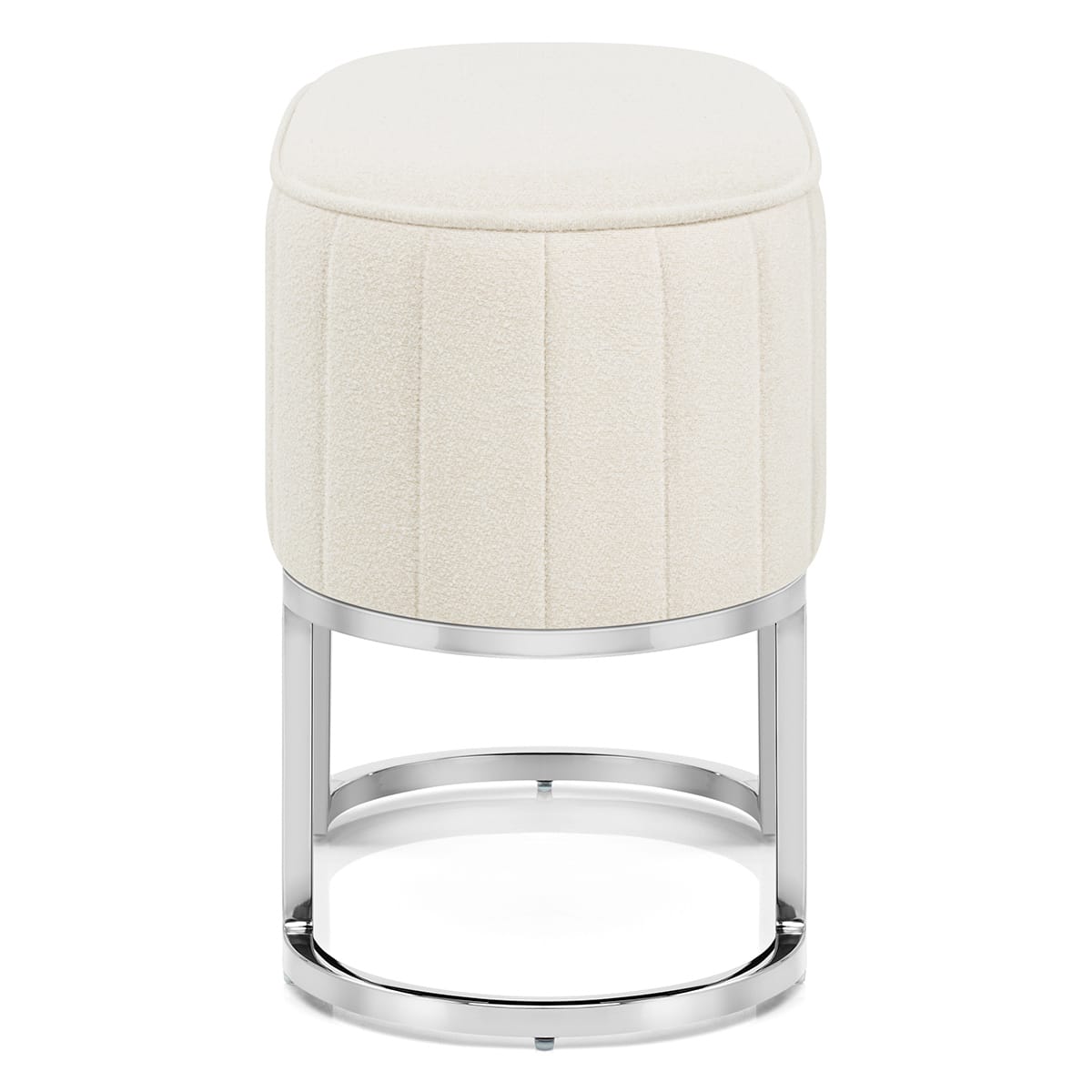 Duet Chrome Stool Beige Fabric