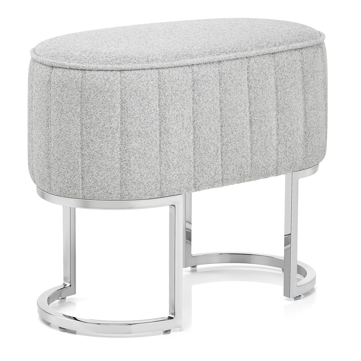 Duet Chrome Stool Light Grey Fabric