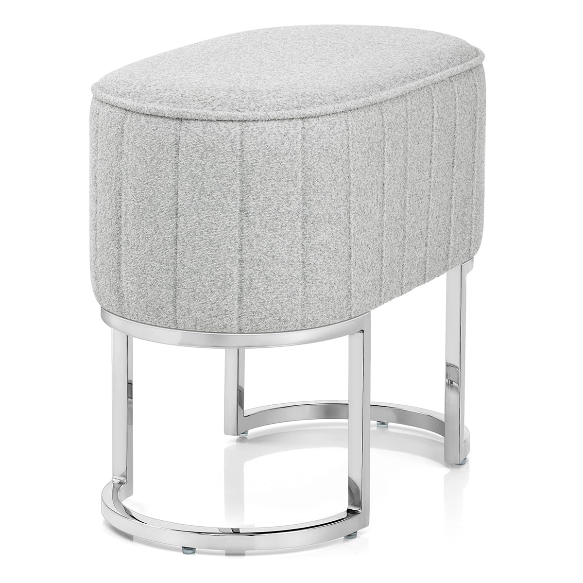 Duet Chrome Stool Light Grey Fabric