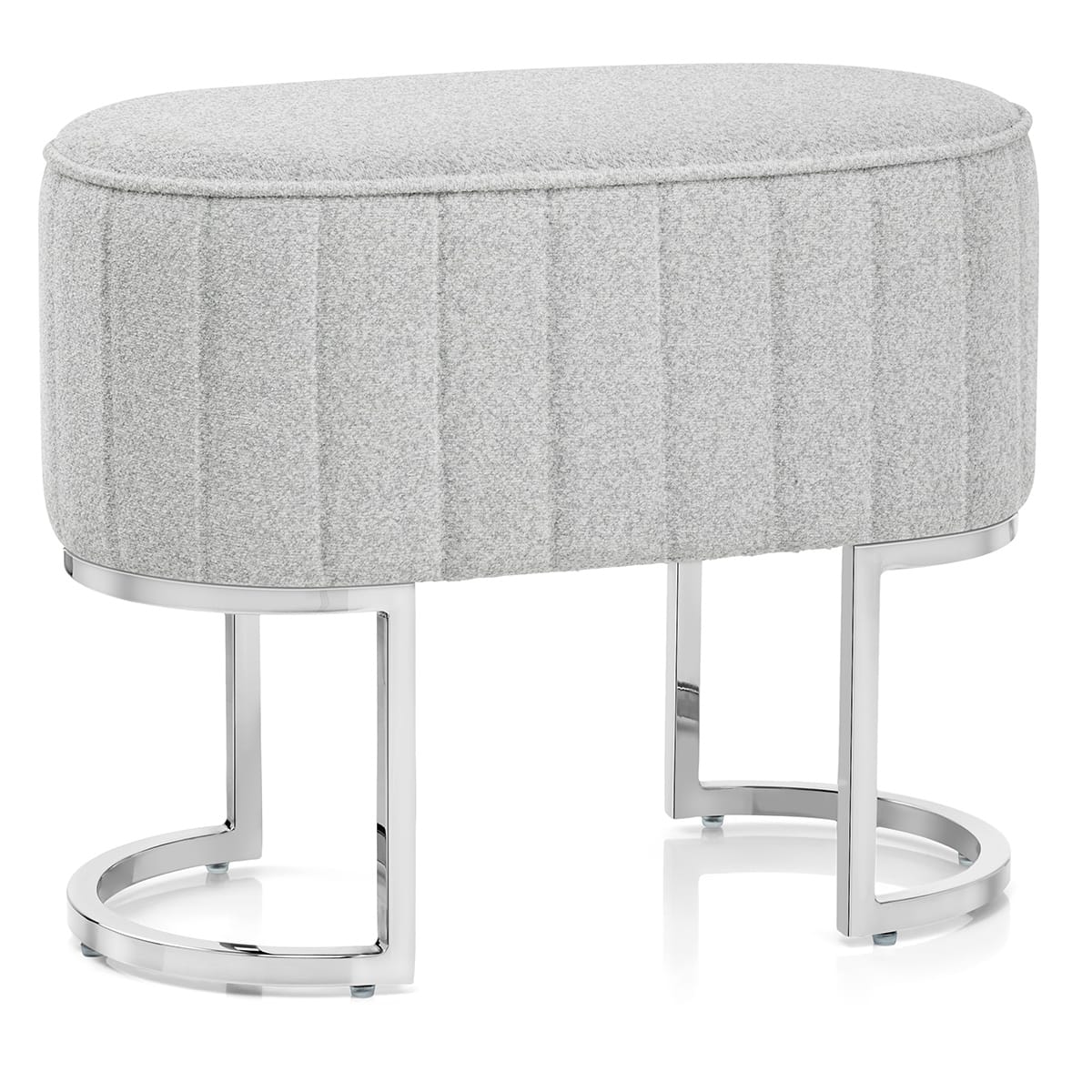 Duet Chrome Stool Light Grey Fabric
