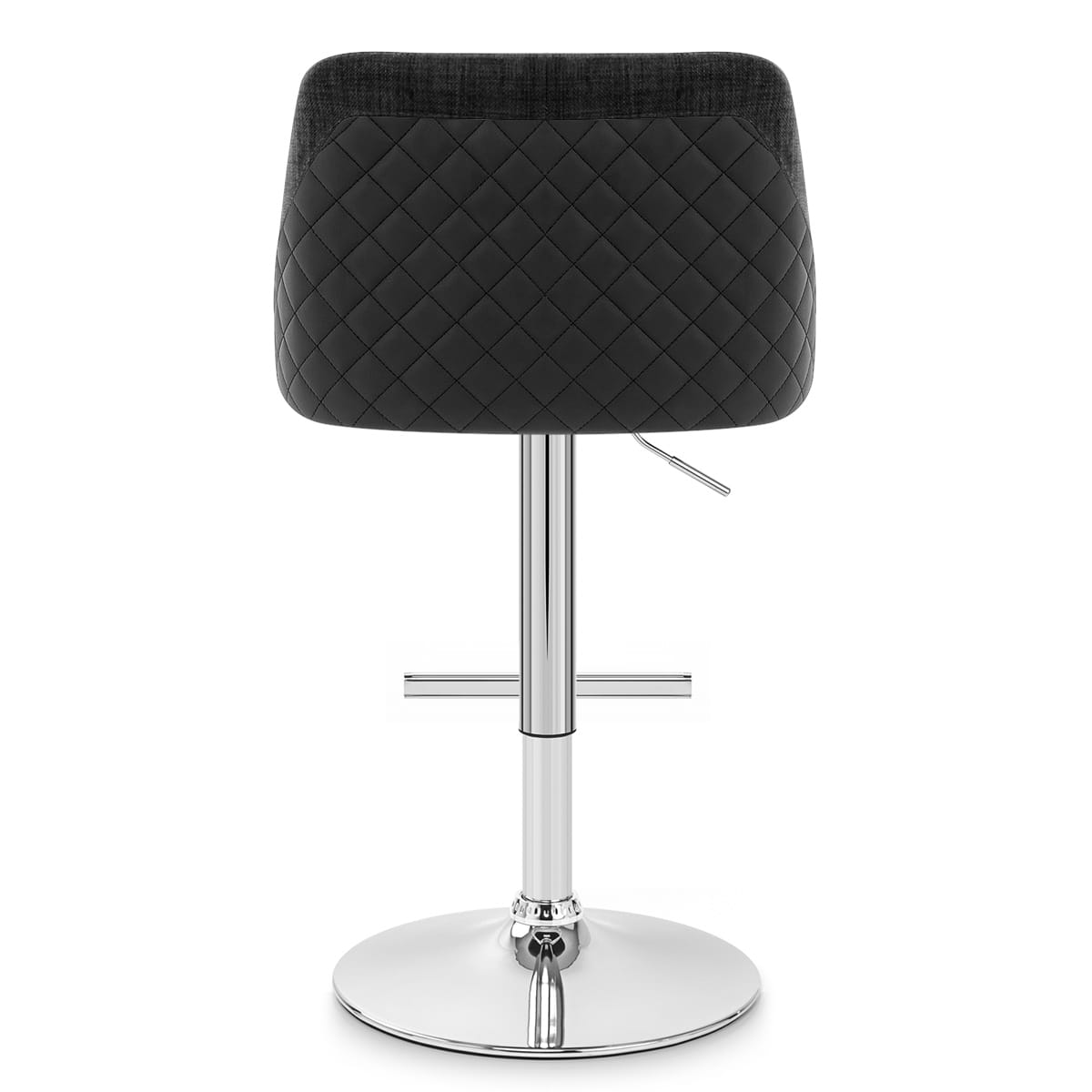 Dylan Stool Black Leather & Charcoal Fabric