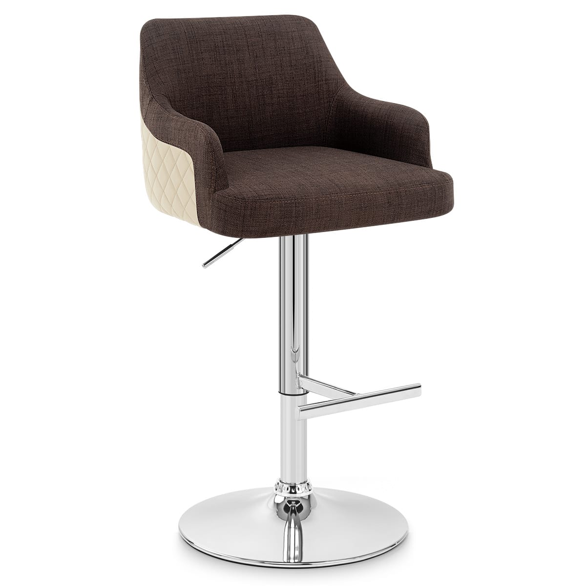 Dylan Stool Cream Leather & Brown Fabric