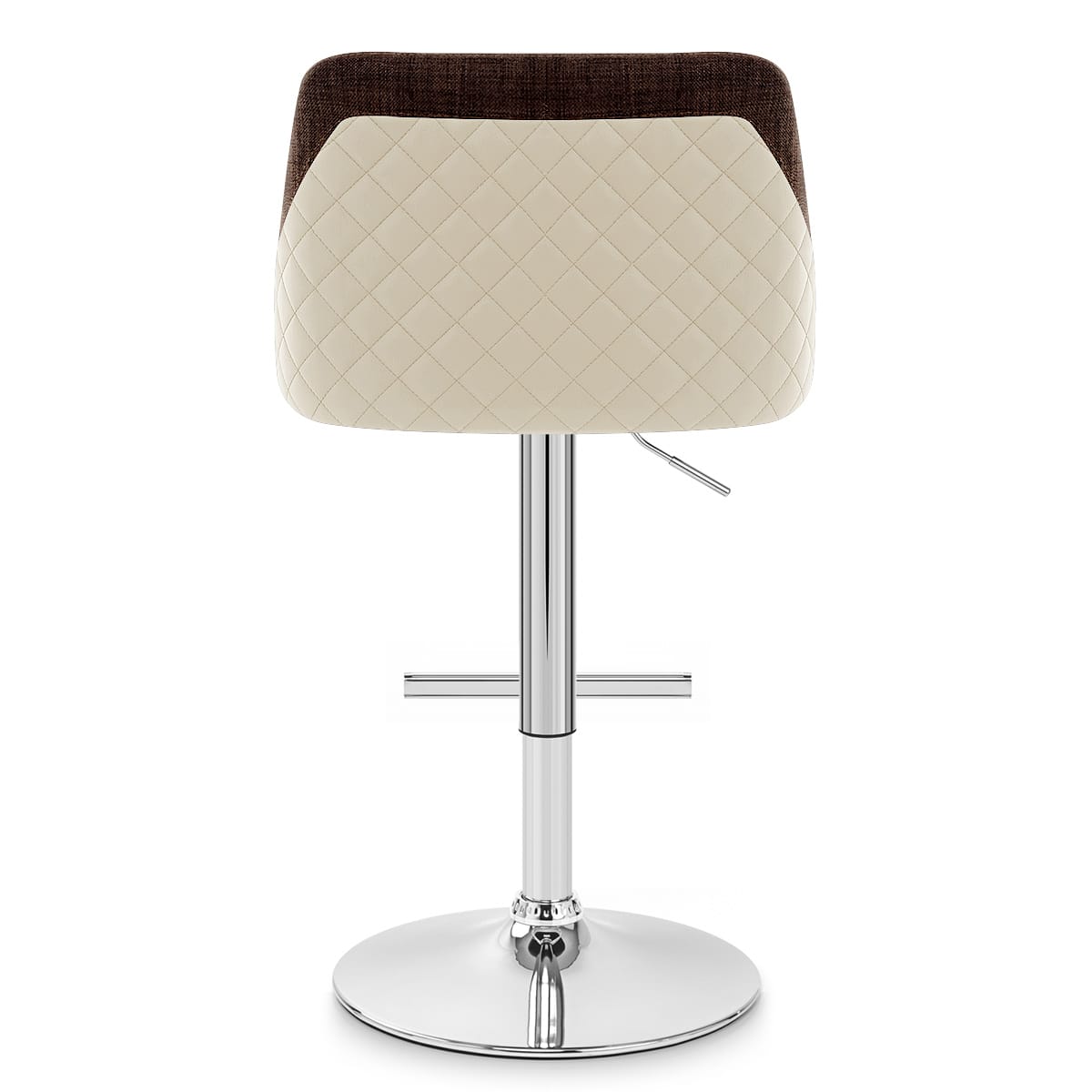 Dylan Stool Cream Leather & Brown Fabric