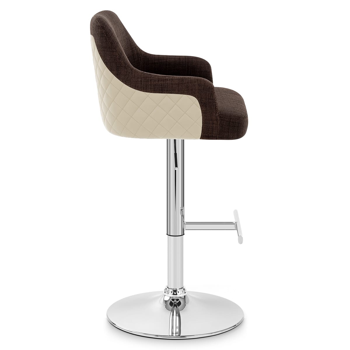 Dylan Stool Cream Leather & Brown Fabric
