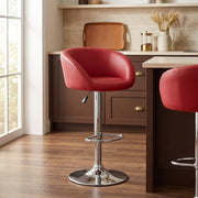 Red Faux Leather Eclipse Stool