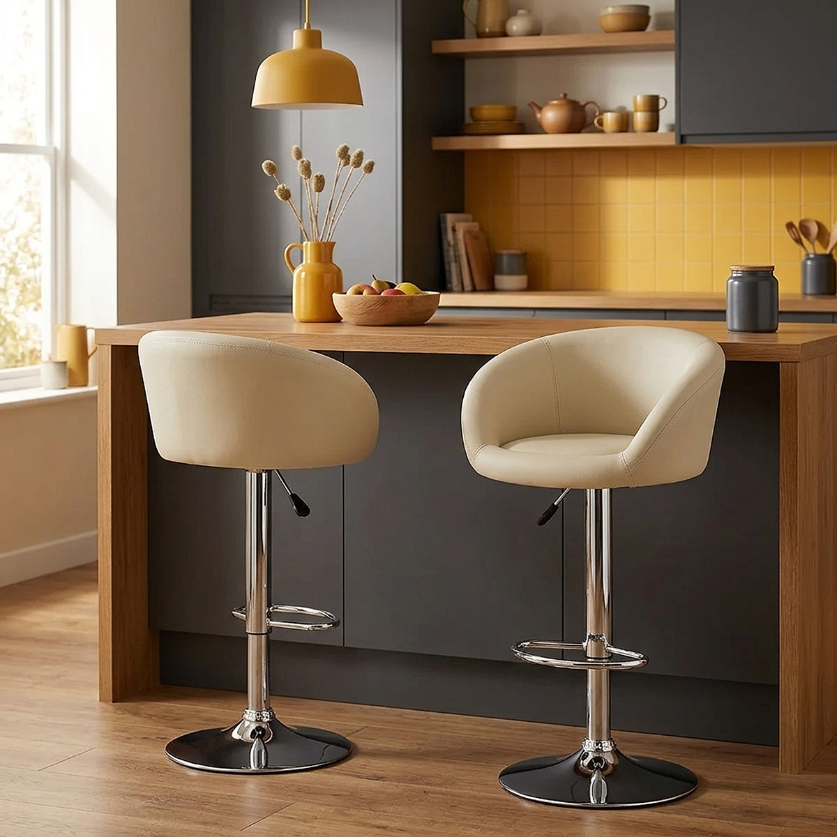 Cream Faux Leather Eclipse Bar Stool