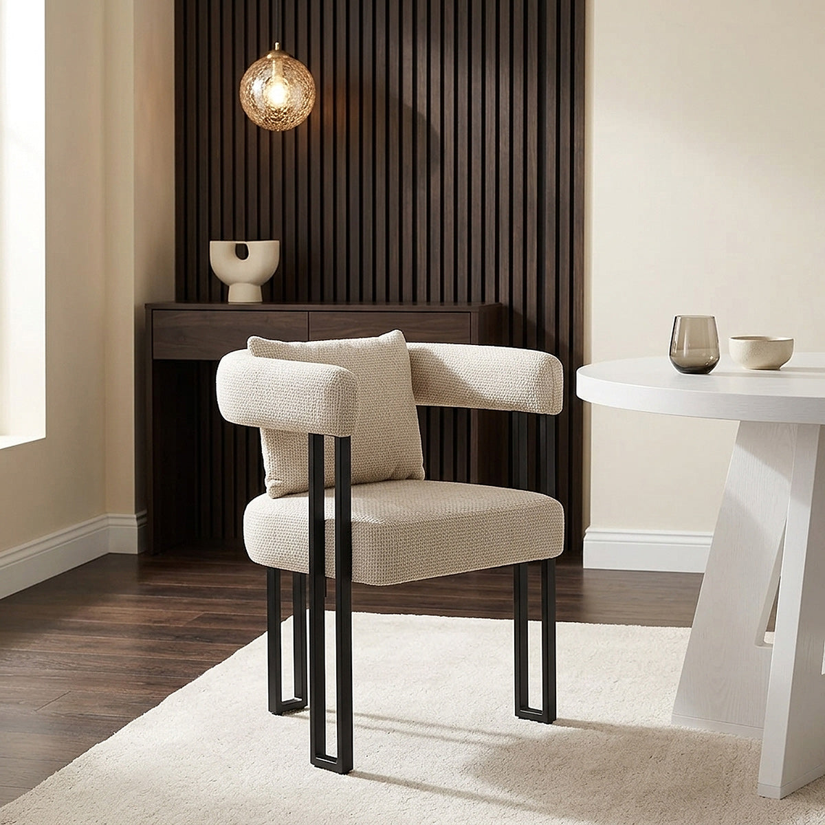 Eden 120cm Round Table White & 4 Gigi Chairs Dining Set