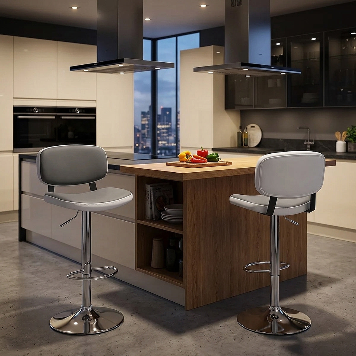 Edge Bar Stool White & Grey