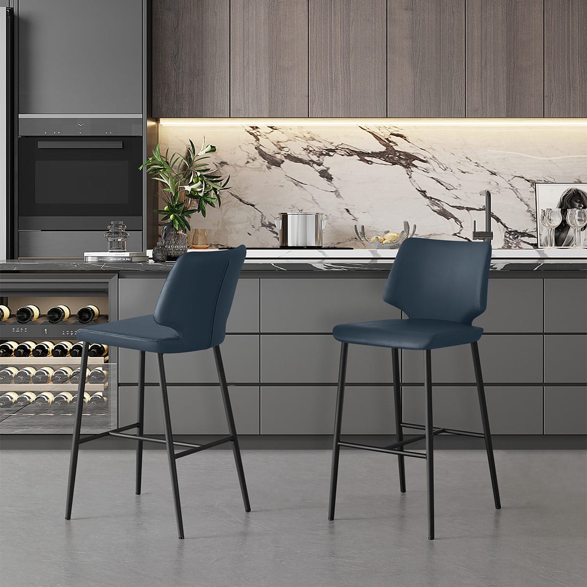 Elan Bar Stool Navy Blue