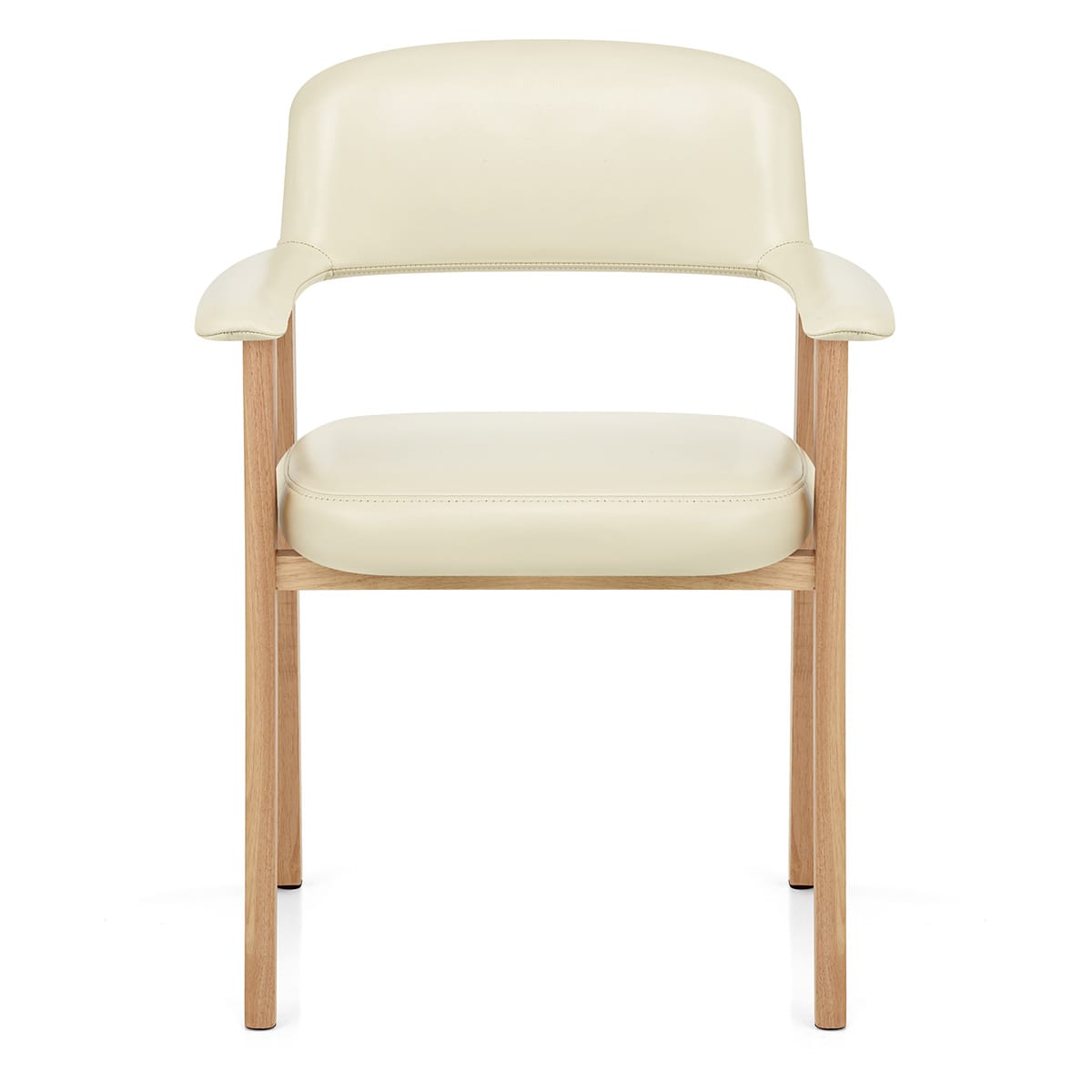 Elba Oak Real Leather Chair Cream