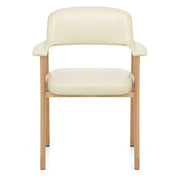 Elba Oak Real Leather Chair Cream