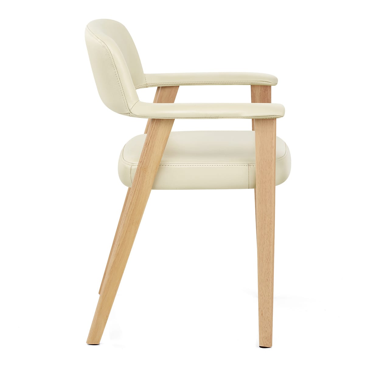 Elba Oak Real Leather Chair Cream