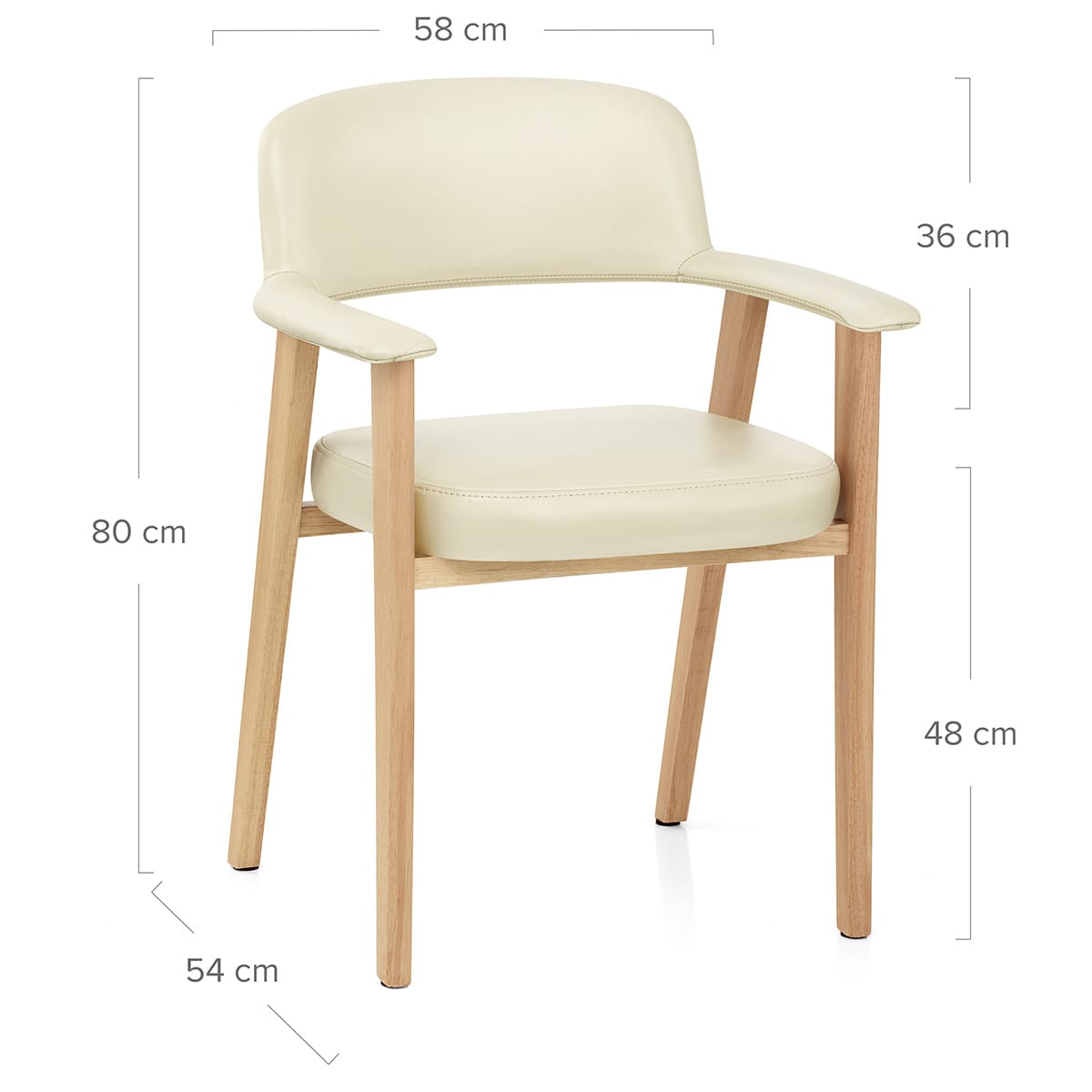 Elba Oak Real Leather Chair Cream