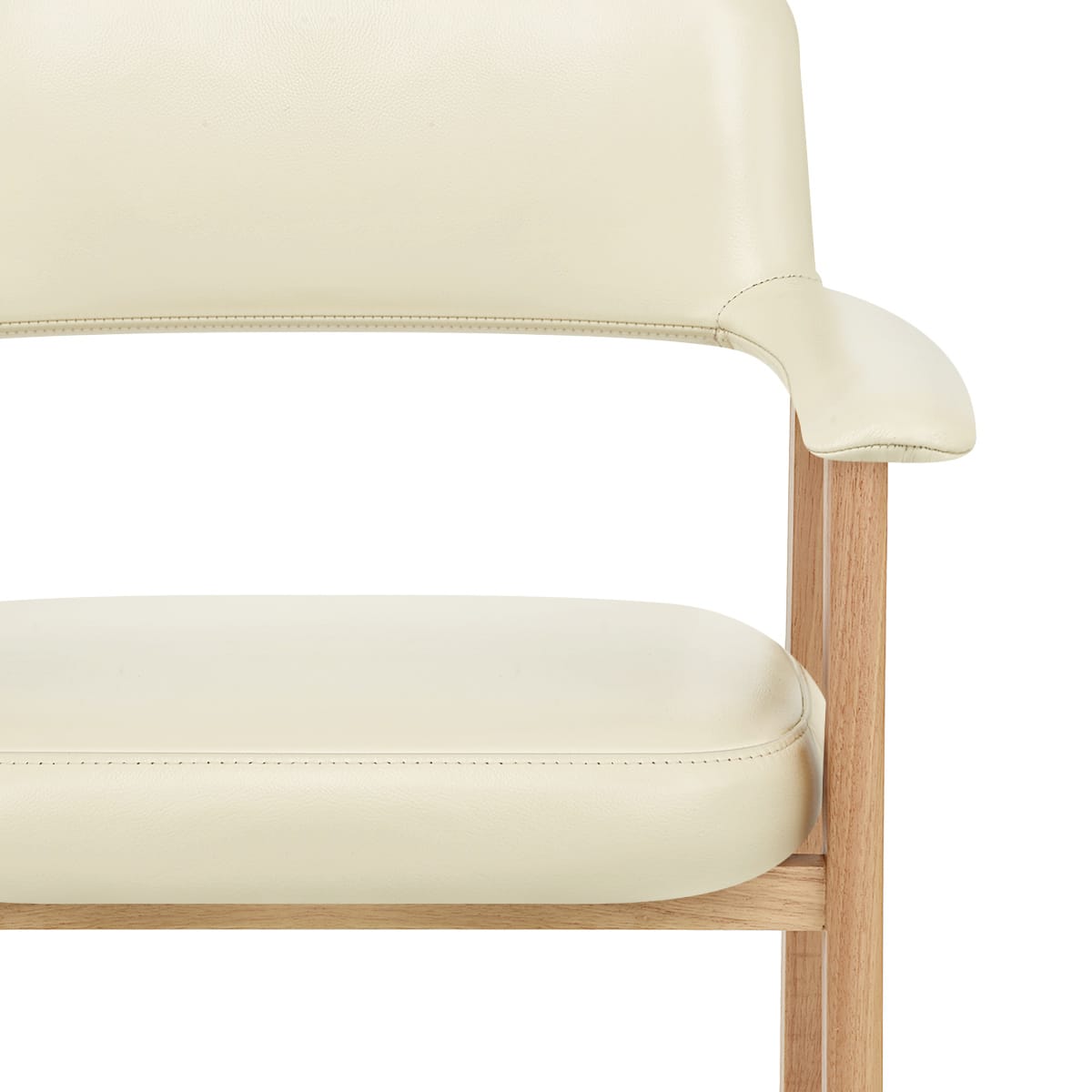 Elba Oak Real Leather Chair Cream