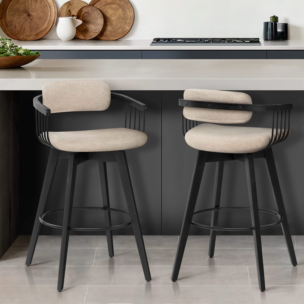 Electra Bar Stool Beige Fabric