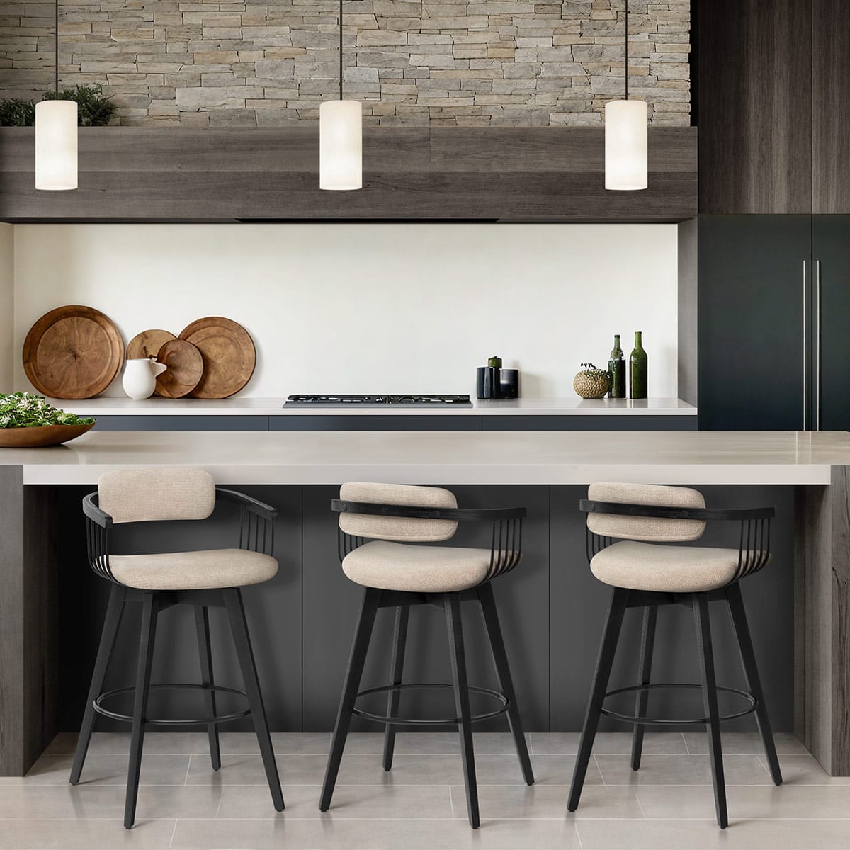 Electra Bar Stool Beige Fabric