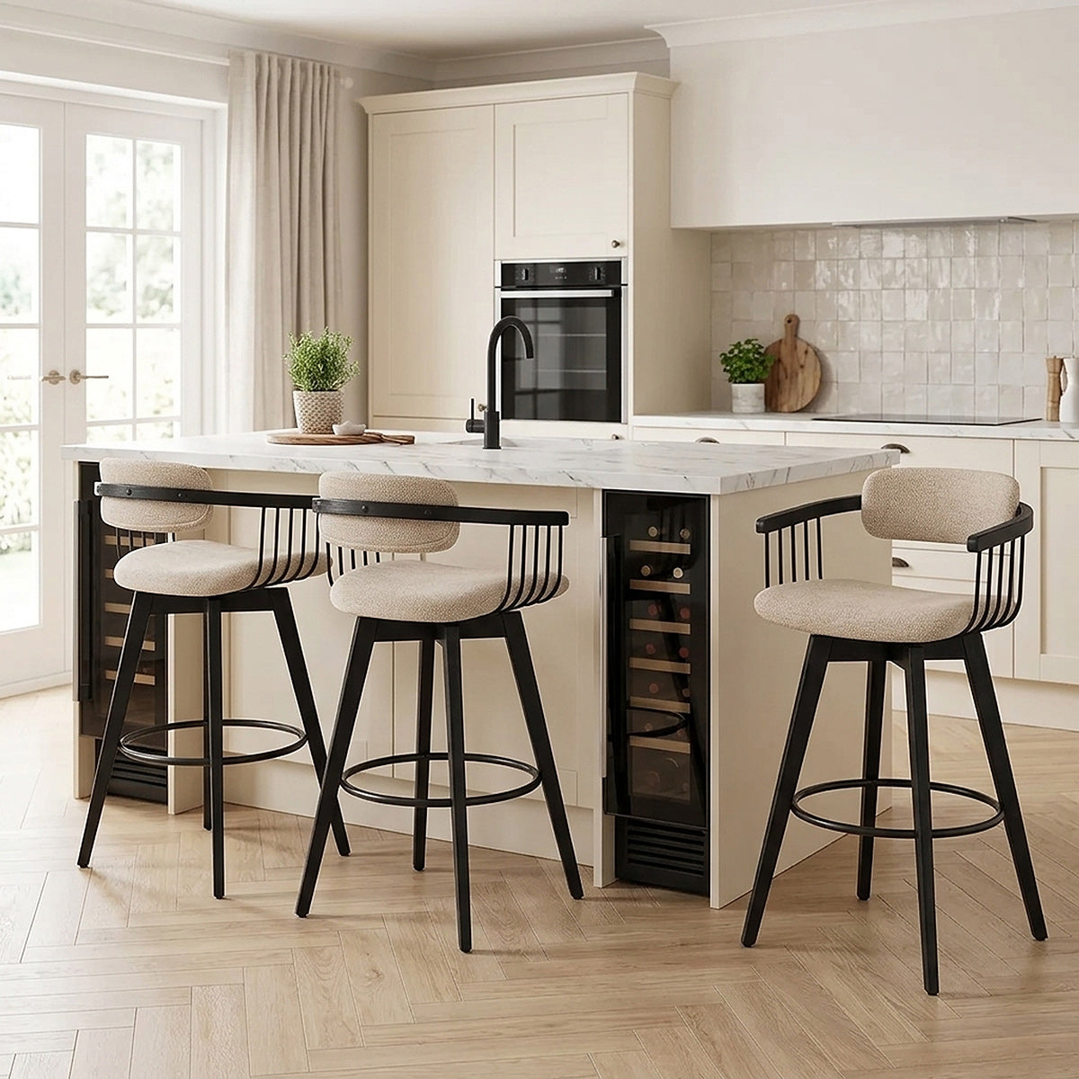 Electra Bar Stool Beige Fabric