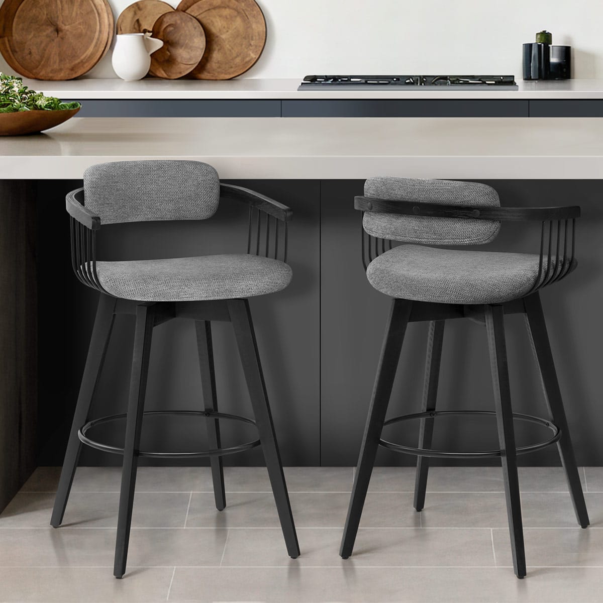 Electra Bar Stool Grey Fabric