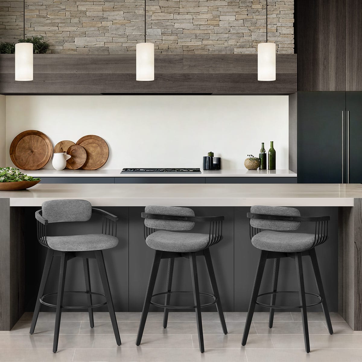 Electra Bar Stool Grey Fabric